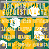 Custom Kelly Green Gold-White Geometric Shape Sublimation Soccer Uniform Jersey