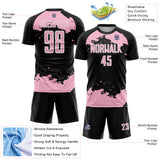 Custom Black Light Pink-White Abstract Fragment Art Sublimation Soccer Uniform Jersey