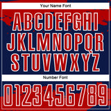Custom Navy Red-White Abstract Fragment Art Sublimation Soccer Uniform Jersey