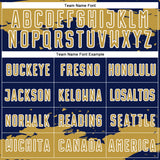 Custom Navy Old Gold-White Abstract Fragment Art Sublimation Soccer Uniform Jersey
