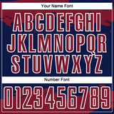 Custom Navy Crimson-White Abstract Fragment Art Sublimation Soccer Uniform Jersey