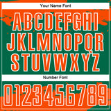 Custom Kelly Green Orange-White Abstract Fragment Art Sublimation Soccer Uniform Jersey