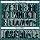 Custom Black Aqua-White Geometric Arrow Sublimation Soccer Uniform Jersey