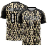 Custom Black Cream-White Geometric Arrow Sublimation Soccer Uniform Jersey