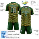 Custom Green Old Gold-White Geometric Arrow Sublimation Soccer Uniform Jersey