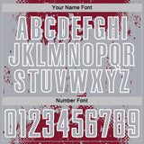 Custom Crimson Gray-White Abstract Splatter Grunge Art Sports Sublimation Soccer Uniform Jersey