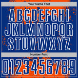 Custom Orange Royal-White Abstract Splatter Grunge Art Sports Sublimation Soccer Uniform Jersey