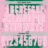 Custom Kelly Green Light Pink-White Abstract Splatter Grunge Art Sports Sublimation Soccer Uniform Jersey