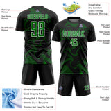 Custom Black Grass Green-White Curve Lines Sports Sublimation Soccer Uniform Jersey