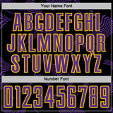 Custom Black Purple-Yellow Curve Lines Sports Sublimation Soccer Uniform Jersey