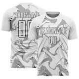 Custom White Steel Gray Curve Lines Sports Sublimation Soccer Uniform Jersey