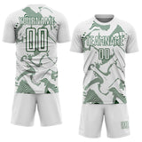 Custom White Green Curve Lines Sports Sublimation Soccer Uniform Jersey