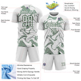 Custom White Green Curve Lines Sports Sublimation Soccer Uniform Jersey