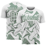 Custom White Green Curve Lines Sports Sublimation Soccer Uniform Jersey