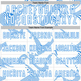 Custom White Powder Blue Curve Lines Sports Sublimation Soccer Uniform Jersey