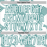 Custom White Teal Curve Lines Sports Sublimation Soccer Uniform Jersey