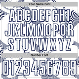 Custom White Navy Curve Lines Sports Sublimation Soccer Uniform Jersey