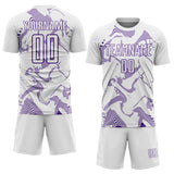 Custom White Purple Curve Lines Sports Sublimation Soccer Uniform Jersey