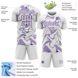 Custom White Purple Curve Lines Sports Sublimation Soccer Uniform Jersey
