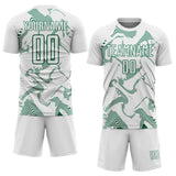 Custom White Kelly Green Curve Lines Sports Sublimation Soccer Uniform Jersey