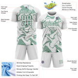 Custom White Kelly Green Curve Lines Sports Sublimation Soccer Uniform Jersey