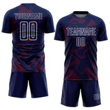 Custom Navy Crimson-White Curve Lines Sports Sublimation Soccer Uniform Jersey
