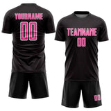 Custom Black Pink-White Geometric Shape Sports Sublimation Soccer Uniform Jersey