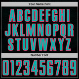 Custom Black Aqua-Neon Pink Geometric Shape Sports Sublimation Soccer Uniform Jersey