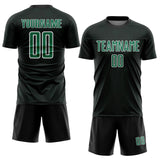 Custom Black Kelly Green-White Geometric Shape Sports Sublimation Soccer Uniform Jersey
