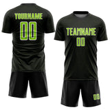 Custom Black Neon Green-White Geometric Shape Sports Sublimation Soccer Uniform Jersey