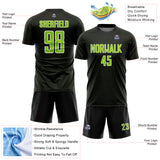 Custom Black Neon Green-White Geometric Shape Sports Sublimation Soccer Uniform Jersey