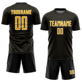 Custom Black Gold-White Geometric Shape Sports Sublimation Soccer Uniform Jersey