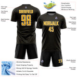 Custom Black Gold-White Geometric Shape Sports Sublimation Soccer Uniform Jersey