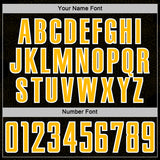 Custom Black Gold-White Geometric Shape Sports Sublimation Soccer Uniform Jersey