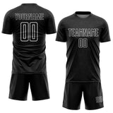 Custom Black White Geometric Shape Sports Sublimation Soccer Uniform Jersey