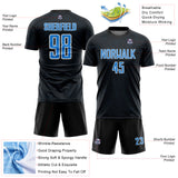 Custom Black Powder Blue-White Geometric Shape Sports Sublimation Soccer Uniform Jersey