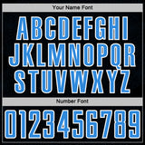 Custom Black Powder Blue-White Geometric Shape Sports Sublimation Soccer Uniform Jersey