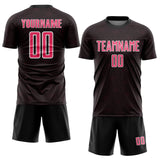 Custom Black Neon Pink-White Geometric Shape Sports Sublimation Soccer Uniform Jersey