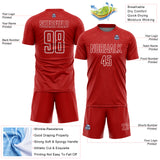 Custom Red White Geometric Shape Sports Sublimation Soccer Uniform Jersey