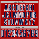 Custom Red Navy-White Geometric Shape Sports Sublimation Soccer Uniform Jersey