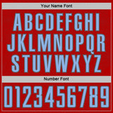 Custom Red Light Blue-Steel Gray Geometric Shape Sports Sublimation Soccer Uniform Jersey