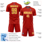 Custom Red Gold-White Geometric Shape Sports Sublimation Soccer Uniform Jersey
