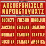 Custom Red Gold-White Geometric Shape Sports Sublimation Soccer Uniform Jersey