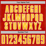 Custom Red Gold-White Geometric Shape Sports Sublimation Soccer Uniform Jersey