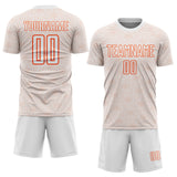 Custom White Orange Geometric Shape Sports Sublimation Soccer Uniform Jersey