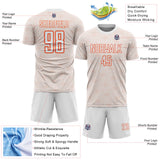 Custom White Orange Geometric Shape Sports Sublimation Soccer Uniform Jersey