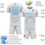 Custom White Powder Blue Geometric Shape Sports Sublimation Soccer Uniform Jersey