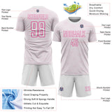 Custom White Pink Geometric Shape Sports Sublimation Soccer Uniform Jersey
