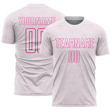 Custom White Pink Geometric Shape Sports Sublimation Soccer Uniform Jersey