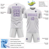 Custom White Purple Geometric Shape Sports Sublimation Soccer Uniform Jersey